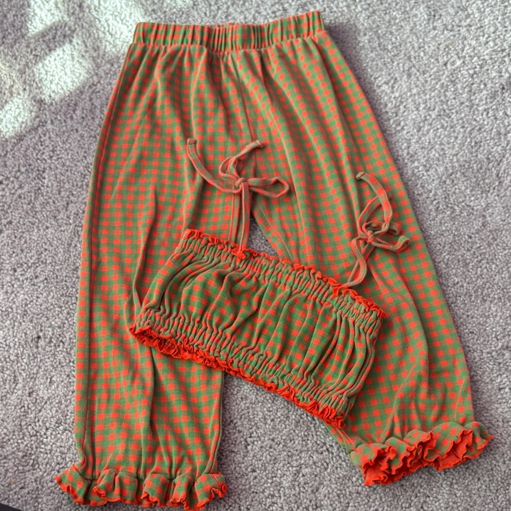 Green and Orange Polka Dot Two-Piece Set